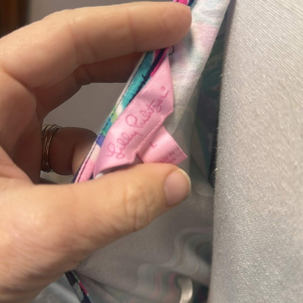 Lilly Pulitzer Wrap Maxi Dress Navy Pink Green Large - Picture 4 of 7